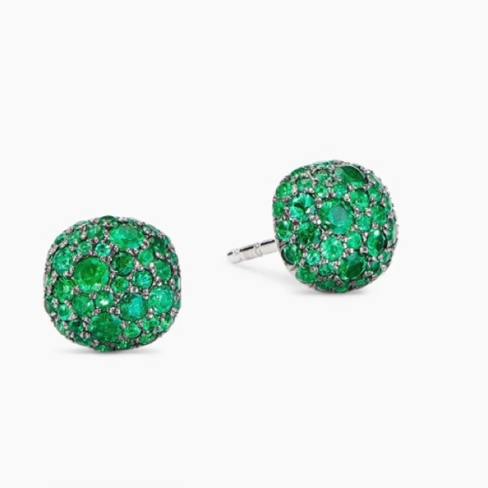 David Yurman Green Diamond Stud Earrings - Picture 1 of 7